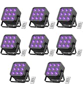 DazzlingStage Rechargeable Stage Lights, 9 * 6W RGBWA UV 6-in-1 Battery Powered Par Lights, 6/8/1...