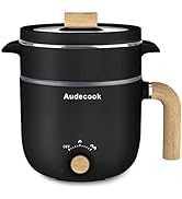 Audecook Electric Hot Pot with Steamer, 1.5L Portable Non-Stick Mini Rapid Ramen Cooker, Travel M...