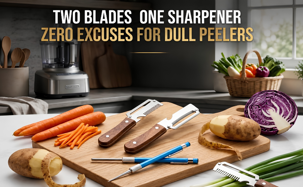 Vegetables sliced flat and julienned with a vegetable peeler, with peeler set