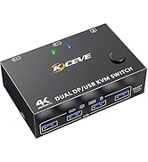 KCEVE KVM Switch 2 Monitors 3 Computers, USB 3.0 KVM Switch Dual Monitor HDMI for 2 Laptops 1 Des...