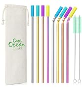 8 Piece 5/16 inch (8mm) Wide Stainless Steel Straws for 40 oz Tumbler with Handle, 12 Inch Long R...