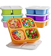 KEMETHY 6 Pcs Bento Snack Containers, Reusable 4 Compartment Food Storage Container with Lids, Di...