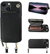 Bocasal Crossbody Wallet Case for iPhone 13, RFID Blocking Leather Purse Case with Card Holder, P...