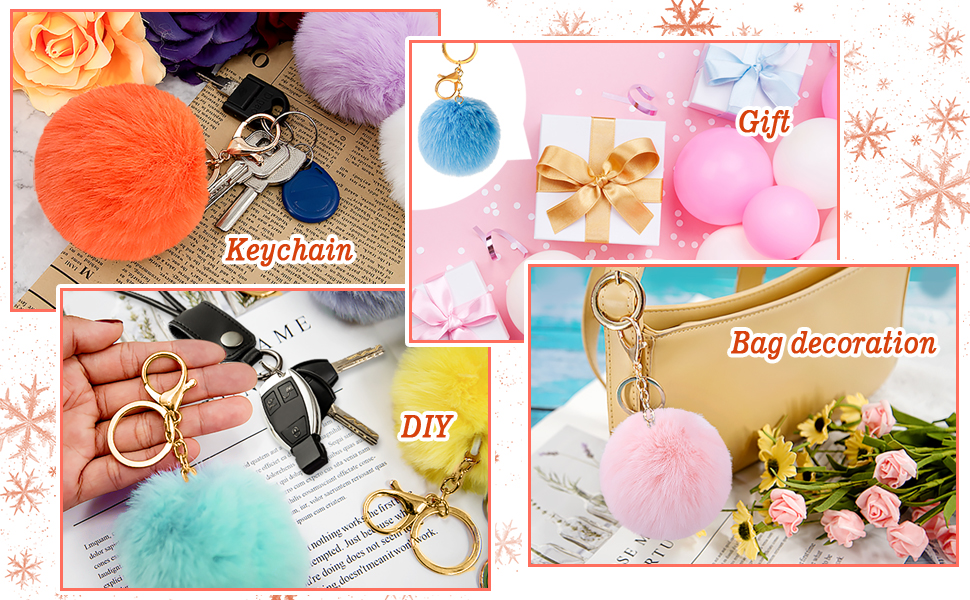 Faux for pom poms for hats, keychain, shoes, socks and other DIY projects