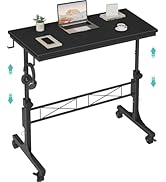 Small Portable Rolling Standing Desk - 32 Inch Adjustable Height Mobile Teacher Podium on Wheels ...