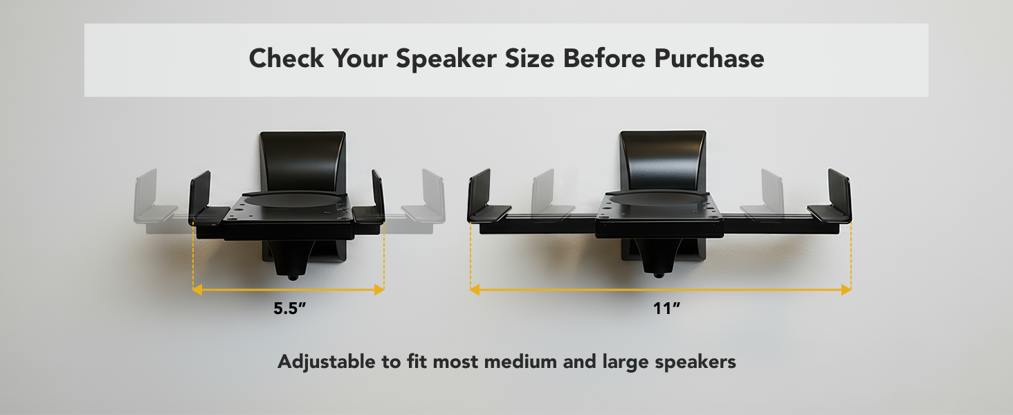 Diagram showing compatible speaker size and weight limits for the MI-SB37 mount.