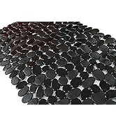 SONGZIMING Non-Slip Pebble Bathtub Mat Black 16 W x 35 L Inches (for Smooth/Non-Textured Tubs Onl...