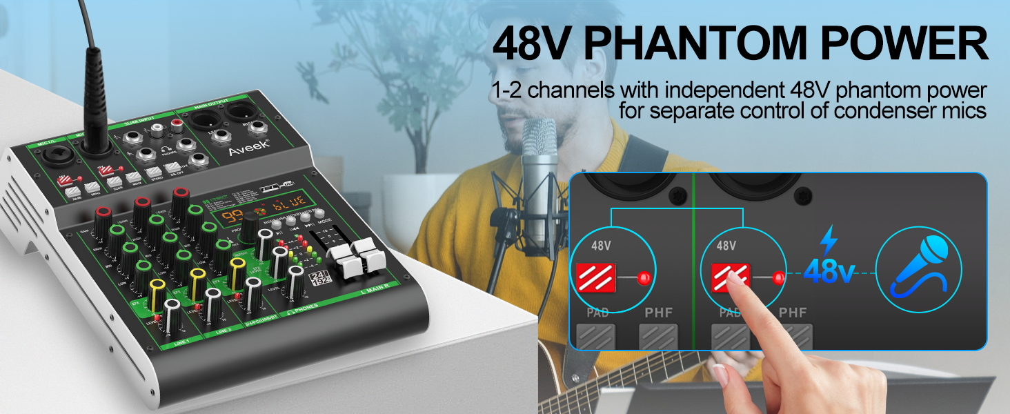 audio mixer 4 channel DJ sound digital mixer board mixing console bluetooth stereo audio interface