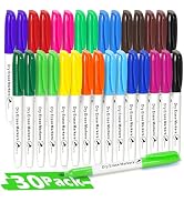 V-Opitos 30 Pack Fine Tip Dry Erase Markers - Bulk Whiteboard Erasable Markers in 15 Colors, Idea...