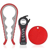 Jar Opener- Pad Rubber Jar Can Lid Opener, 5 in 1 Multi Function Can Opener Bottle Opener Kit wit...