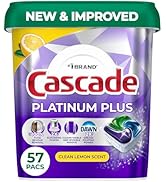 Cascade Platinum Plus Dishwasher Pods, Dishwasher Detergent, Dish Detergent Soap, Lemon, 57 Count