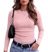 Zeagoo Women Long Sleeve Tops Crewneck Ribbed Knit Fitted Tshirts Dressy Casual Basic Tee 2026 Su...