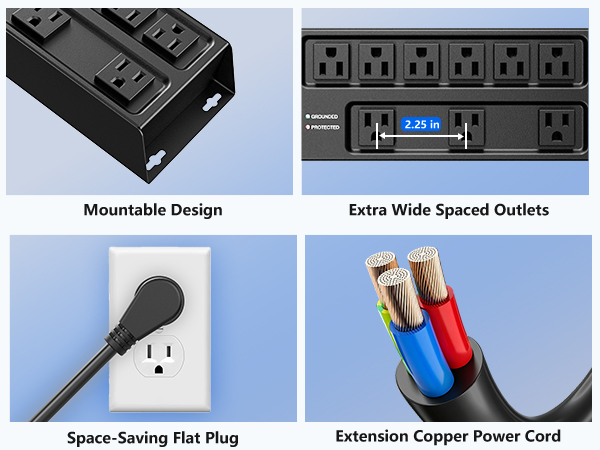 Heavy-duty metal power strip made of high-quality materials