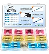120 Pcs Heat Shrink Butt Connectors, Insulated Waterproof Wire Connector Kit, Splice Crimp Tinned...
