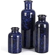 Blue Ceramic Vase Set of 3, Boho Modern Flower Vase Room Decor, Farmhouse Decor, Vases for Your K...