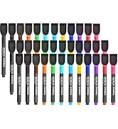 Magnetic Dry Erase Markers Fine Tip - 36 Pack 12 Colors Whiteboard Markers with Eraser Cap, Low O...