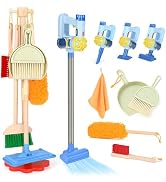 Dreamon Wooden Toddler Cleaning Set - 11Pcs Kids Cleaning Toy Set with 3-in-1 Kids Vacuum That Re...