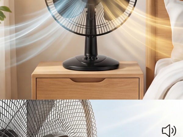 Compact small desk fan for dorm room office and nightstand use