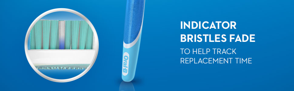 Indicator bristles fade to help track replacement time.
