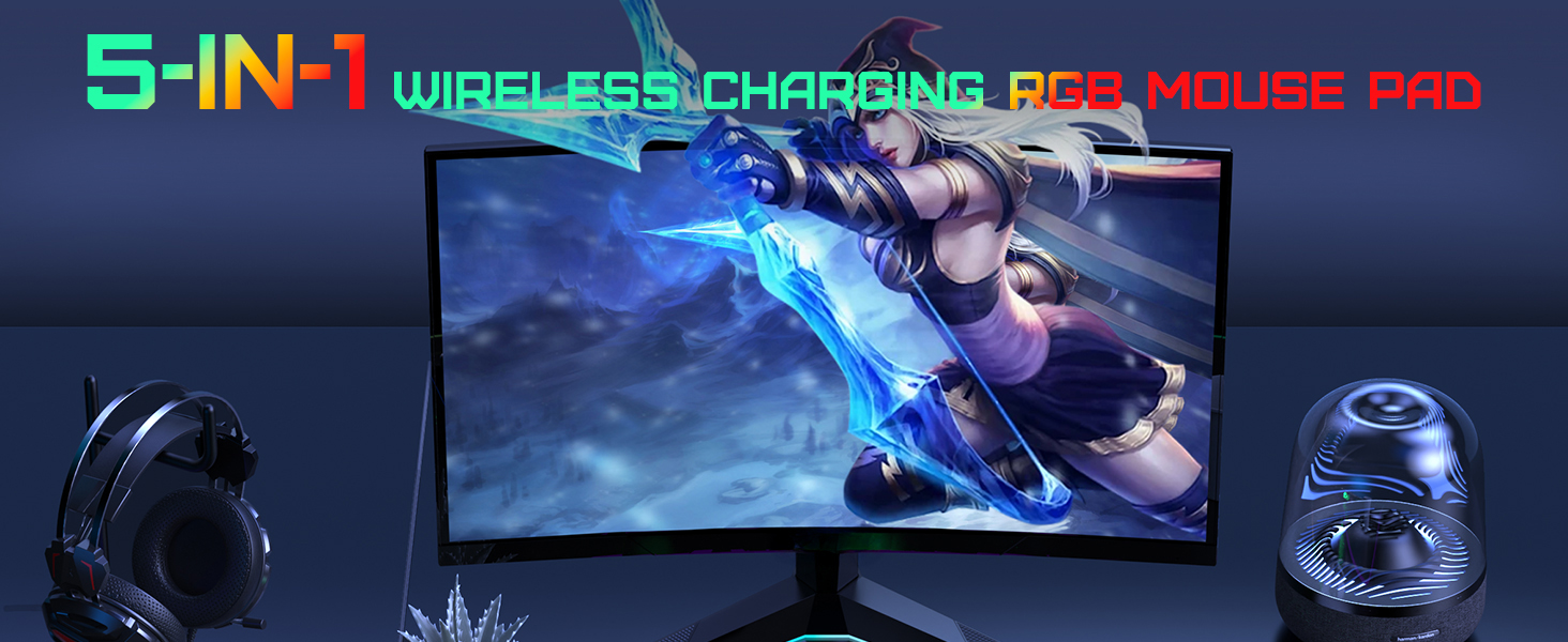 5-in-1 wireless charging rgb mouse pad
