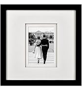 Yaetm 12x12 Square Picture Frame Matted to 5x7, Double Floating Ivory Mat, Black Photo Frame with...