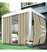 HolidayIdeas Outdoor Curtains for Patio Waterproof-Windproof Weatherproof Privacy Curtains 4 Pane...