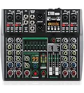 XTUGA 6 Channel Audio Mixer for PC, DJ Mixer Board with 99DSP/Stereo Equalizer/PAD/HPF, Stereo 6 ...