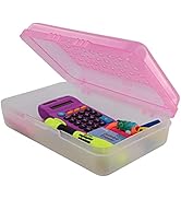 Pencil Box Pink, Plastic Small Dots Pencil Case, School Storage Utility Supplies Box Organizer wi...