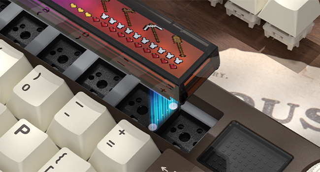 75% Mechanical Keyboard with Screen and Knob, Retro Creamy Wireless Gaming Keyboard Custom