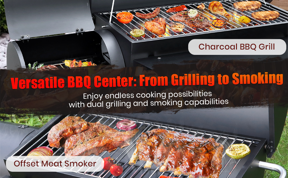 Charcoal Grill with Offset Smoker