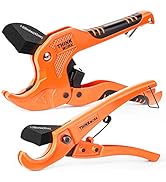 THINKWORK Ratchet-type Pipe(1-5/8" OD) and PEX Straight Cut Pipe Cutters(1-3/8" OD),2 Pack One-ha...