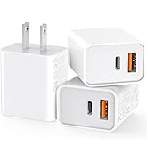 [3 Pack] USB-C Wall Charger, 20W Durable Dual Port QC+PD 3.0 Power Adapter, Double Fast Plug Char...