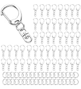Evnlo 50Pcs Keychain Clip Swivel Snap Hooks,Lobster Claw Clasps Silver Key Chain Rings DIY Making...
