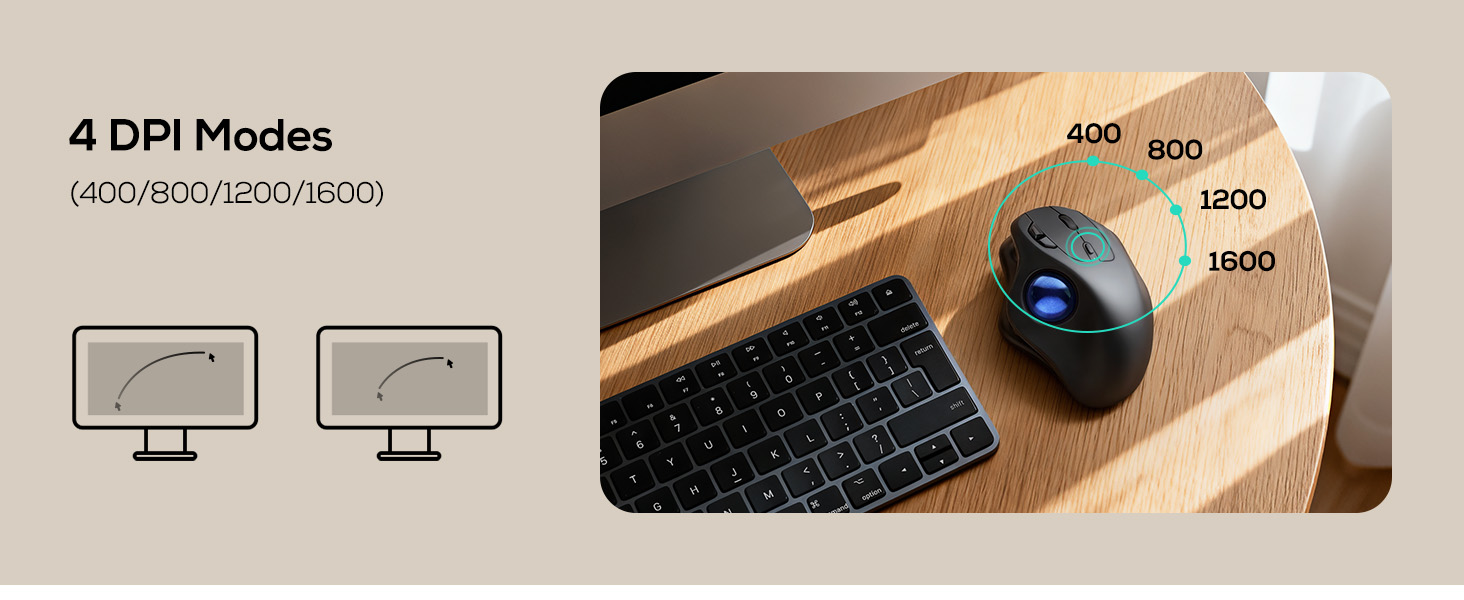 Nulea M511 Wireless Trackball Mouse, Rechargeable Ergonomic Thumb-Control Mouse with Tilt Stand