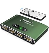 HDMI Switch 3 in 1 Out 4K UHD HDMI Switcher Splitter, Automatic Switch with Remote Metal HDMI Swi...