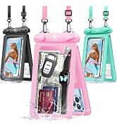 Waterproof Phone Pouch [3-Pack] Double Space Waterproof Phone Case with Adjustable Lanyard Water ...