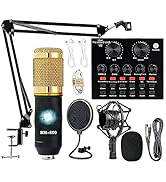 Podcast Equipment Bundle, BM-800 Recording Studio Package with Voice Changer, Live Sound Card - A...