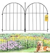 10PACK Garden Fence,11FT(L) x17inch(H) Metal No Dig Fence Animal Barrier Fence,Heavy Duty Rustpro...