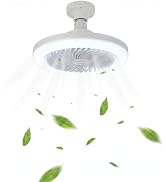 Souxgjey Socket Fan Light with Remote,E26/E27 Screw-in Small Ceiling Fan,Dimmable 3000K-6000K LED...