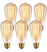 Edison Light Bulbs, 6Pcs Vintage 60 Watt Incandescent Light Bulbs E26 Base Dimmable Decorative An...