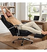 OKUP M76 160° Reclining Executive Office Chair with Footrest, Adjustable Seat Depth, 10" Thick Cl...