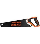 JORGENSEN 15” Hand Saw, Black Coated Coarse Handsaw 8TPI for Wood Cutting, Ergonomic Non-Slip Alu...