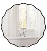 WallBeyond Round Wavy Mirror for Wall Decorative 24 inch, Modern Round Mirror Aluminum Frame Circ...