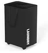 Simple Houseware Laundry Basket Hamper with Wheels, 13"L x 16"W x 24"H (82 Liters), Black