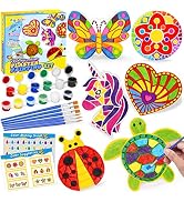 Aigybobo Kids Arts and Crafts Painting Kit, 6 Pack Paint Your Own Plaster Stones for Kid Girl Age...
