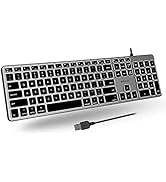 Macally Backlit Mac Keyboard Wired - Quiet, Sleek, and Functional - 3 Brightness Levels, 107 Keys...