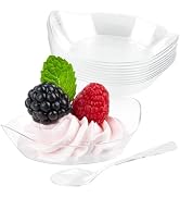 Qeirudu 100 Pack 1 oz Mini Dessert Plates with Spoons, Small Clear Plastic Appetizer Plates for S...