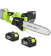 FASTPRO 12" Cordless Chainsaw, 20V 4.0Ah Brushless Chain Saw Kit with 2 Batteries and 2 Saw Chain...