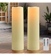 14"×4" Large Outdoor Candles with Timer Waterproof LED Flameless Pillar Candles Battery Operated ...