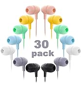 Kids Earbuds Bulk 30 Pack Macaron Colors Mixed, Wholesale Durable Earphones in-Ear Headphones Per...